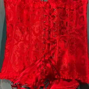 Red Lace-Up Corset Top size Small. New/never used.
